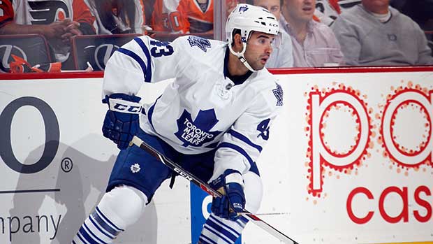 Toronto Maple Leafs forward Nazem Kadri has been shuffled between lines so far this season by head coach Randy Carlyle. (Bruce Bennett/Getty Images)